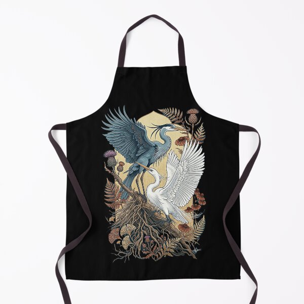 Item preview, Vintage Blue and White Heron Botanical Art Nouveau Poster designed and sold by ShadowSketch-HP.