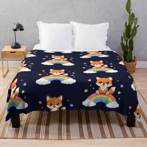 Item preview, Cute Fox Sitting On Rainbow Magic Cartoon designed and sold by Seculinator.