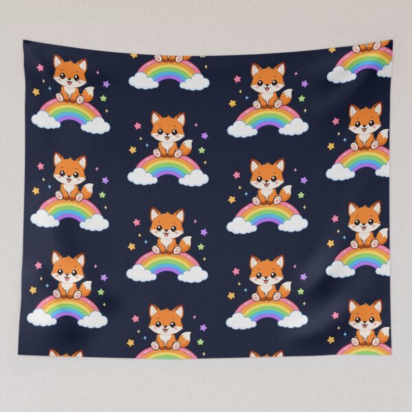 Item preview, Cute Fox Sitting On Rainbow Magic Cartoon designed and sold by Seculinator.