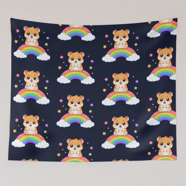 Item preview, Cute Hamster Sitting On Rainbow Magic Cartoon designed and sold by Seculinator.