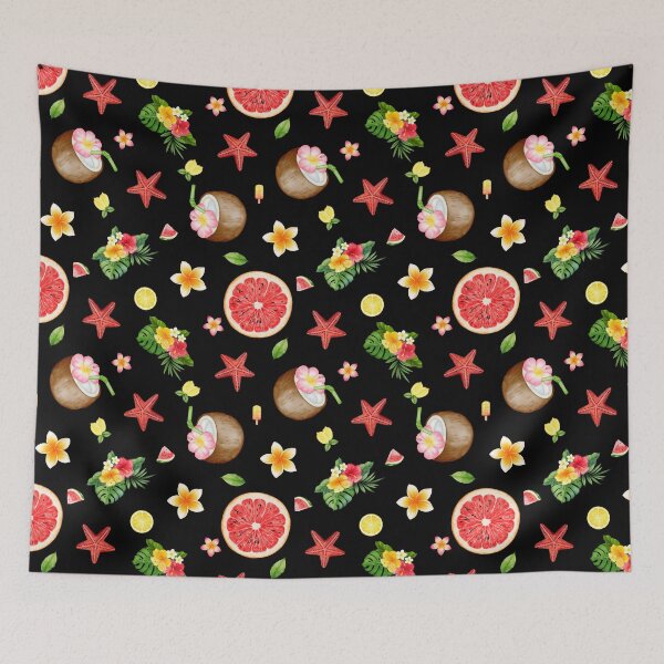 Item preview, Exotic Midnight Island Cocktail Fruit Watercolor designed and sold by moodaera.
