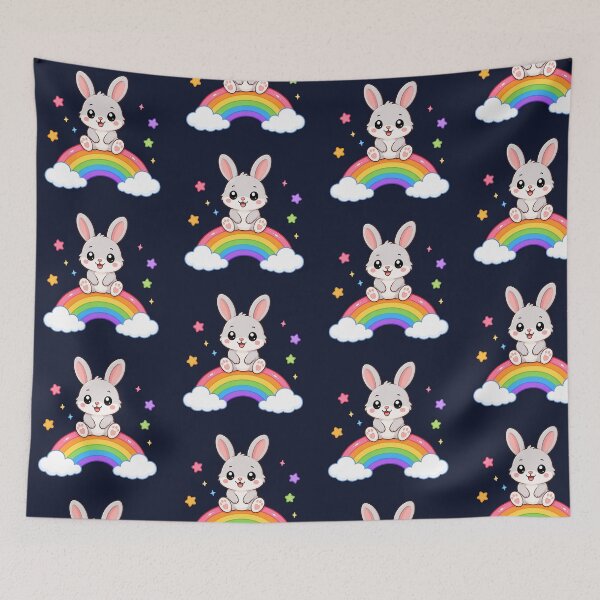 Item preview, Cute Bunny Sitting On Rainbow Magic Cartoon designed and sold by Seculinator.