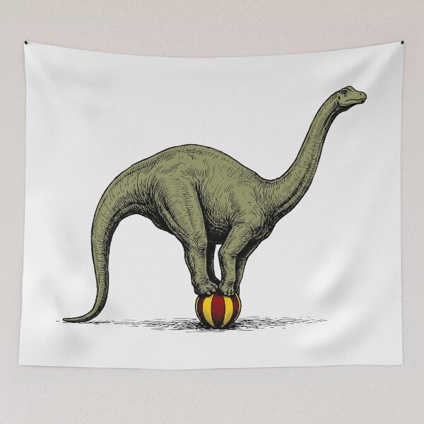 Item preview, Diplodocus balancing on a circus ball vintage illustration designed and sold by goatboyjr.