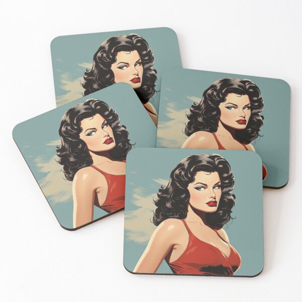 Artikelvorschau, Klassische Sirene im roten Kleid: Retro-Vintage-Pin-up-Kunst entworfen und verkauft von Ins-by-NP.