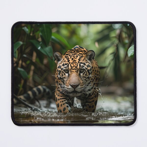 Item preview, Jaguar Walking Through a Rainforest Stream designed and sold by Erika Kaisersot.