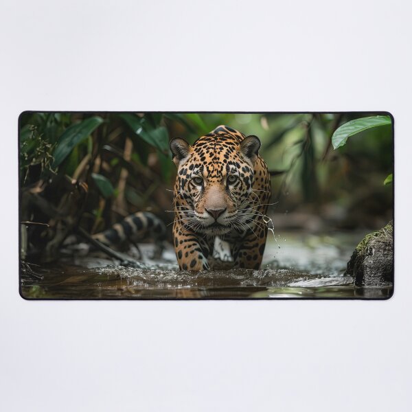 Item preview, Jaguar Walking Through a Rainforest Stream designed and sold by Erika Kaisersot.