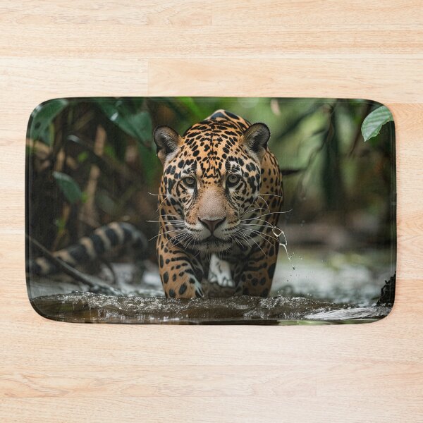 Item preview, Jaguar Walking Through a Rainforest Stream designed and sold by Erika Kaisersot.