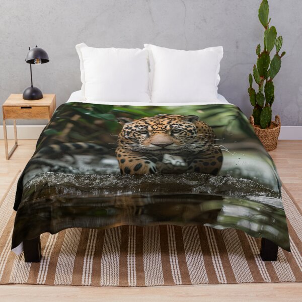 Item preview, Jaguar Walking Through a Rainforest Stream designed and sold by Erika Kaisersot.