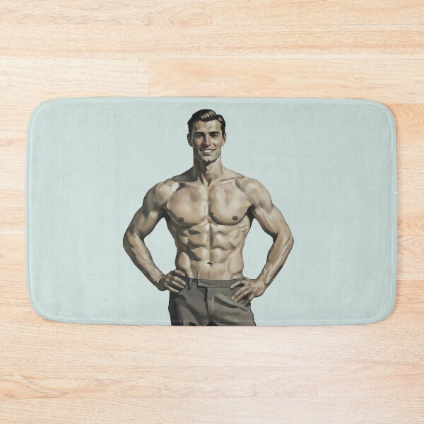 Item preview, Vintage Strength – Confident Muscular Man Oil Painting Portrait designed and sold by gayishdesign.