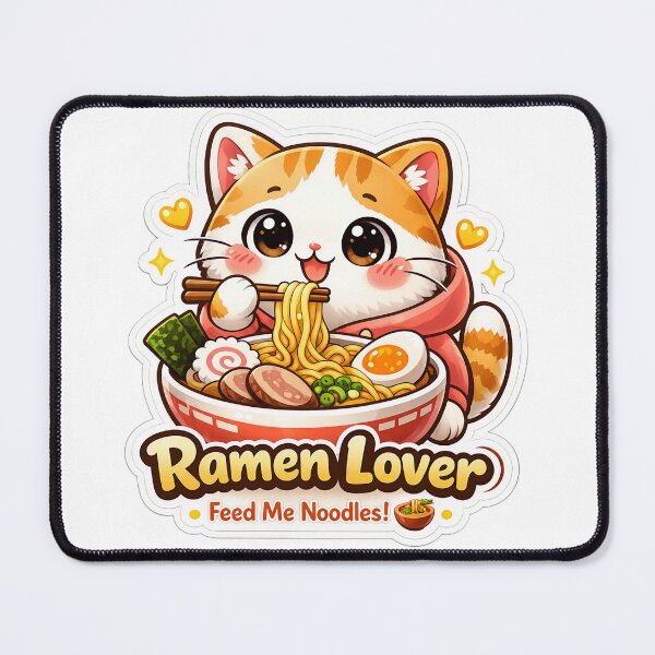 Item preview, Ramen Lover Cat Sticker – Cute Kawaii Noodle Cat l Sticker designed and sold by Mohitt09.