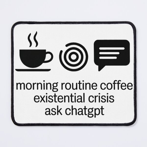 Item preview, Morning Routine Coffee Existential Crisis Ask AI designed and sold by Bianca Oltean.