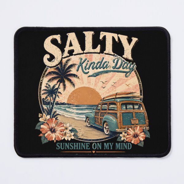 Item preview, Salty Kinda Day Retro Surf Woodie Wagon Beach designed and sold by BumbleBloom7.