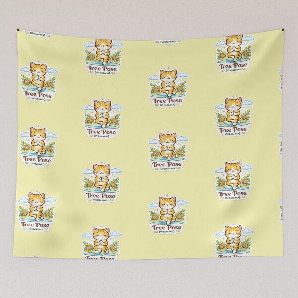 Item preview, Cute Yoga Cat – Tree Pose (Vrikshasana) Kawaii Sticker designed and sold by Trigart-art.