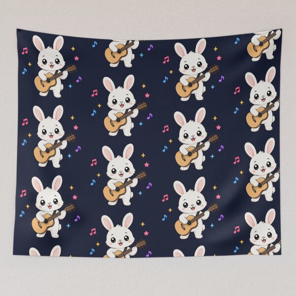 Item preview, Cute Bunny Playing Acoustic Guitar Cartoon Music designed and sold by Seculinator.