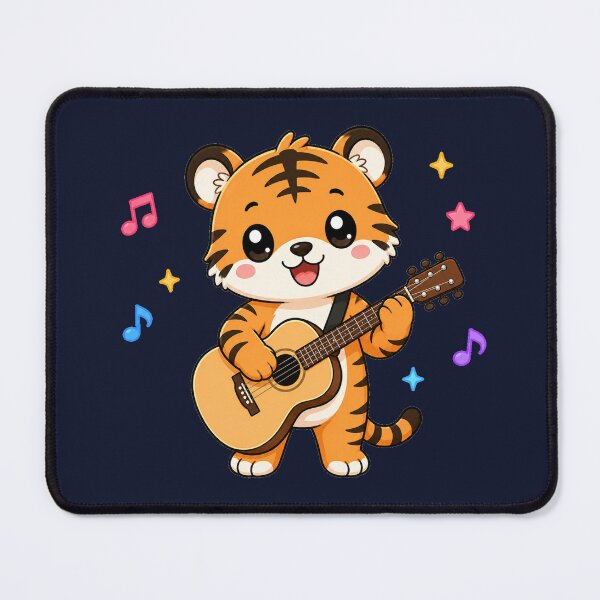Item preview, Cute Tiger Playing Acoustic Guitar Cartoon Music designed and sold by Seculinator.