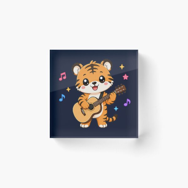 Item preview, Cute Tiger Playing Acoustic Guitar Cartoon Music designed and sold by Seculinator.