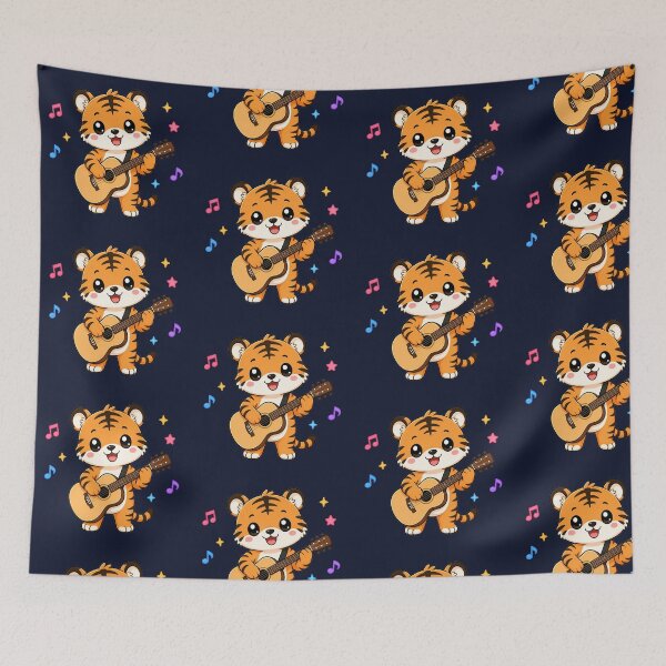 Item preview, Cute Tiger Playing Acoustic Guitar Cartoon Music designed and sold by Seculinator.