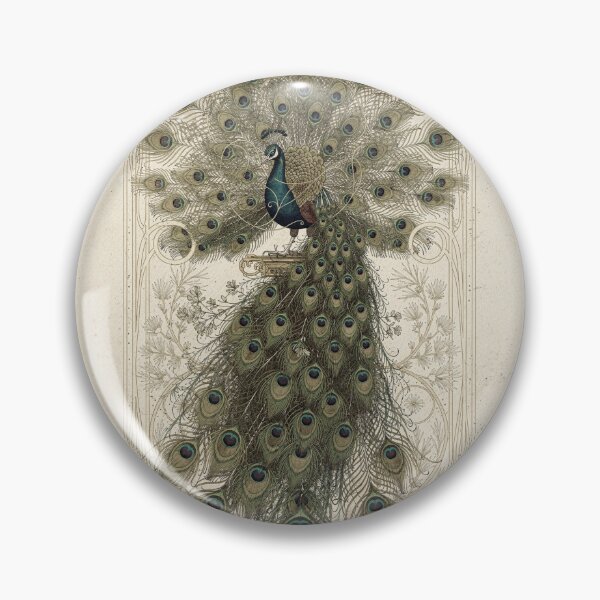 Item preview, Art Nouveau Peacock in Gold designed and sold by PictorialWhimsy.