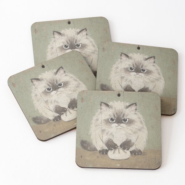 Item preview, Disgruntled Himalayan Cat Defending One Dumpling Folk Art designed and sold by PictorialWhimsy.