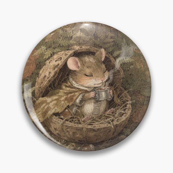 Item preview, Dormouse Folk Sipping Cocoa in a Walnut-Shell Bed Storybook Art designed and sold by PictorialWhimsy.