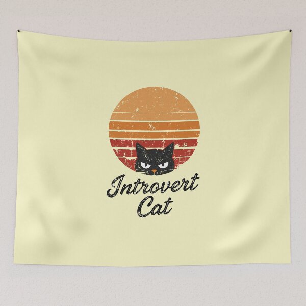 Item preview, Introvert Cat Black Cat Retro Sunset Vintage designed and sold by AstronautMerch.
