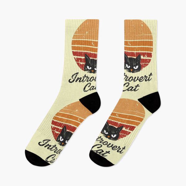 Item preview, Introvert Cat Black Cat Retro Sunset Vintage designed and sold by AstronautMerch.
