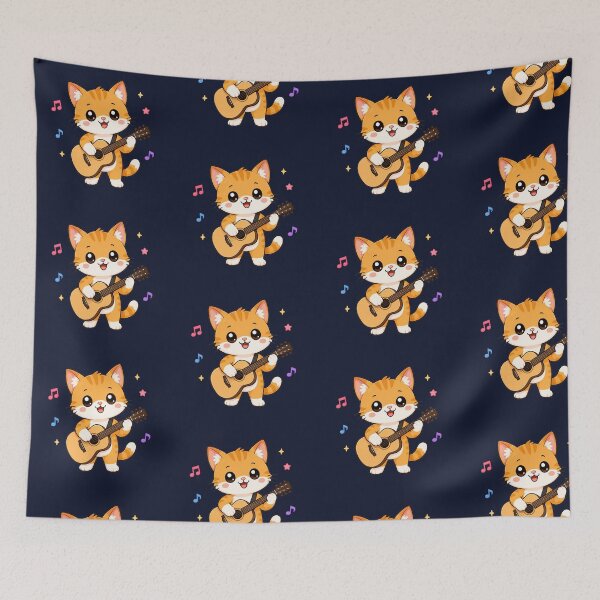 Item preview, Cute Cat Playing Acoustic Guitar Cartoon Music designed and sold by Seculinator.