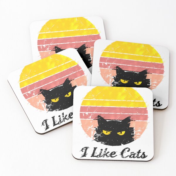 Item preview, I Like Cats Black Cat Retro Vintage Sunset designed and sold by AstronautMerch.