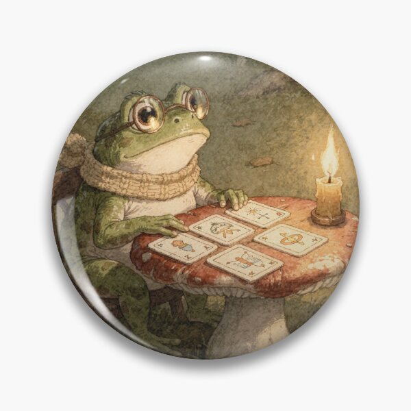 Item preview, Cottagecore Toad Reading Tarot at a Toadstool Table designed and sold by PictorialWhimsy.