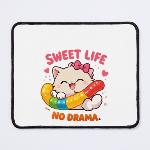 Item preview, no drama positive vibe cute cat kawaii art designed and sold by Mudikeys.