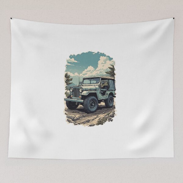 Item preview, Retro Jeep Illustration | Vintage Off-Road Adventure Art designed and sold by Muayad Al-Farhan.