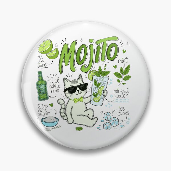 Item preview, Cool Cat Mojito Recipe Design designed and sold by JeLoTall.