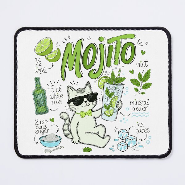 Item preview, Cool Cat Mojito Recipe Design designed and sold by JeLoTall.