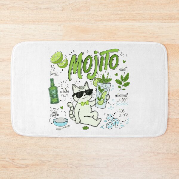 Item preview, Cool Cat Mojito Recipe Design designed and sold by JeLoTall.
