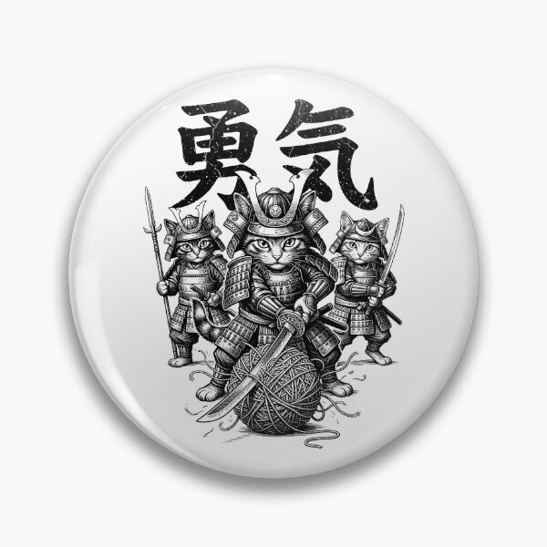 Item preview, Samurai Kittens Cat Lover Kitten Courage Yarn Kanji designed and sold by GrandeDuc.