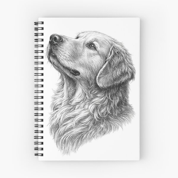 Item preview, Monochrome engraved illustration of a golden retriever designed and sold by Inspired Arts.