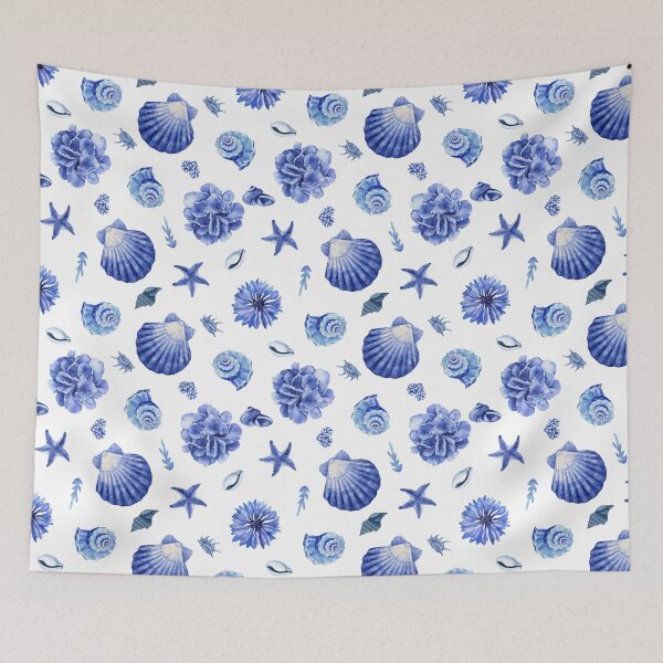 Item preview, Ocean Blue Shell Nautical Watercolor Illustration designed and sold by moodaera.