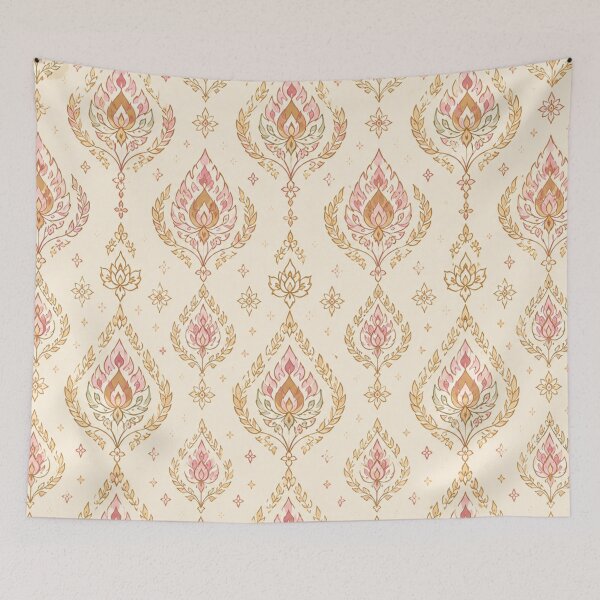 Item preview, Vintage Soft Pink Thai Lotus Pattern designed and sold by 0606PM.
