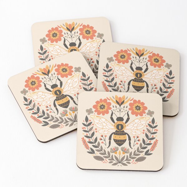 Item preview, Scandinavian Folk Art, Bee With Flowers designed and sold by xiao xuans.