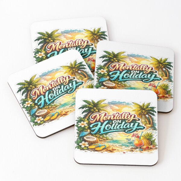 Item preview, Mentally On Holiday – Tropical Vacation Sticker designed and sold by Genzfirevibes.