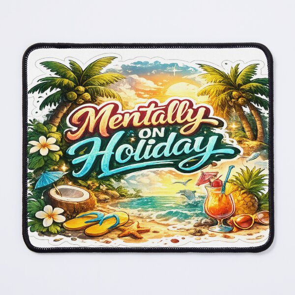 Item preview, Mentally On Holiday – Tropical Vacation Sticker designed and sold by Genzfirevibes.