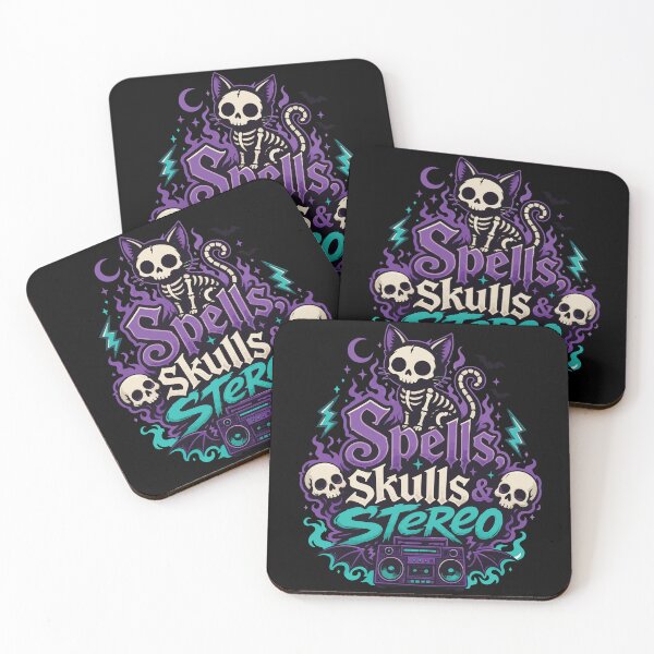Item preview, Spells, Skulls & Stereo – Cute Skeleton Cat Halloween Vibes designed and sold by Creative Owlet.