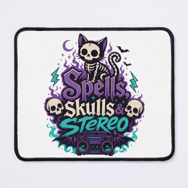 Item preview, Spells, Skulls & Stereo – Cute Skeleton Cat Halloween Vibes designed and sold by Creative Owlet.