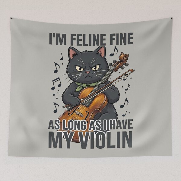 Item preview, Black Cat Plays The Violin - Violin Quotes designed and sold by Art-Arcade6.