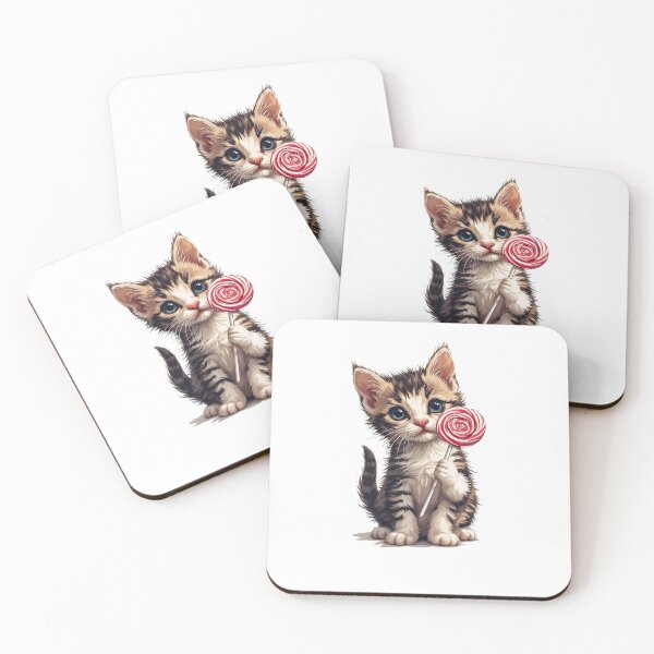 Item preview, Cute Kitten with Lollipop | Kawaii Cat Illustration designed and sold by Muayad Al-Farhan.
