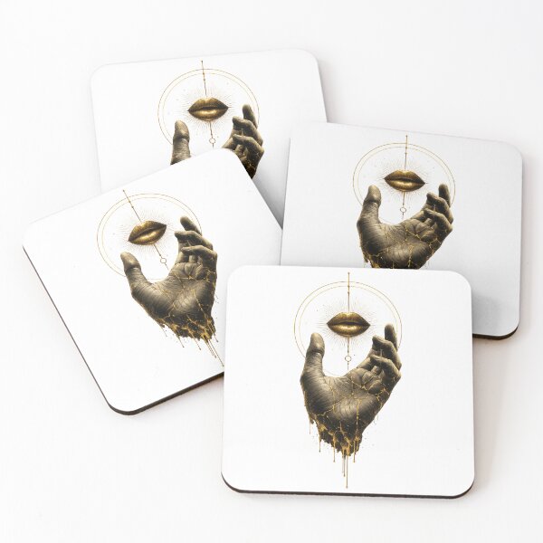 Item preview, Desire – Surreal Hand & Golden Lips | Minimal Dark Art designed and sold by Hamlali-Studio.