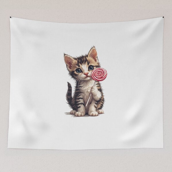 Item preview, Cute Kitten with Lollipop | Kawaii Cat Illustration designed and sold by Muayad Al-Farhan.