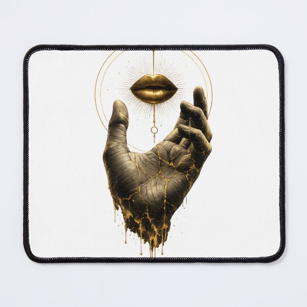 Item preview, Desire – Surreal Hand & Golden Lips | Minimal Dark Art designed and sold by Hamlali-Studio.