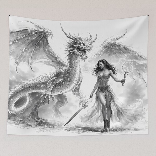Item preview, Warrior Woman and Dragon designed and sold by cuprum.