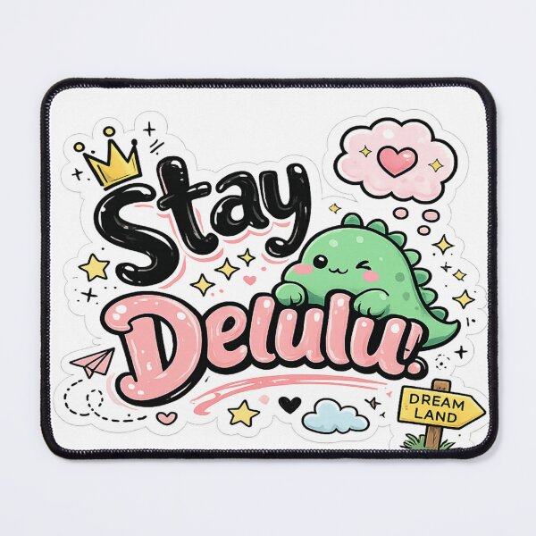 Item preview, Stay Delulu – Cute Dreamy Dino Sticker designed and sold by Genzfirevibes.